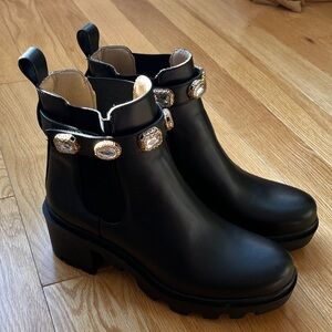 Steve Madden Black Ankle Boots with Jewel Accents